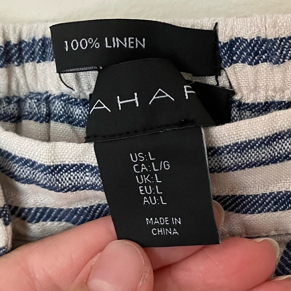 Tahari Women’s Blue 100% Linen Button Button-Down Striped Maxi Skirt Size Large - Picture 7 of 9